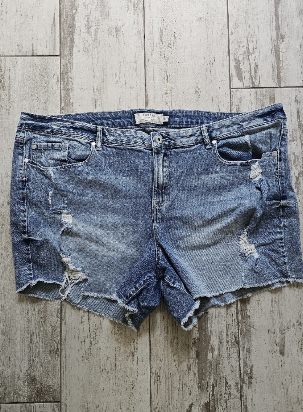 Torrid Distressed Blue Denim Cutoff Shorts 26